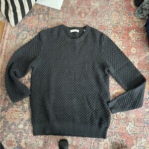Sandro Dark Gray Textured Crewneck Sweater